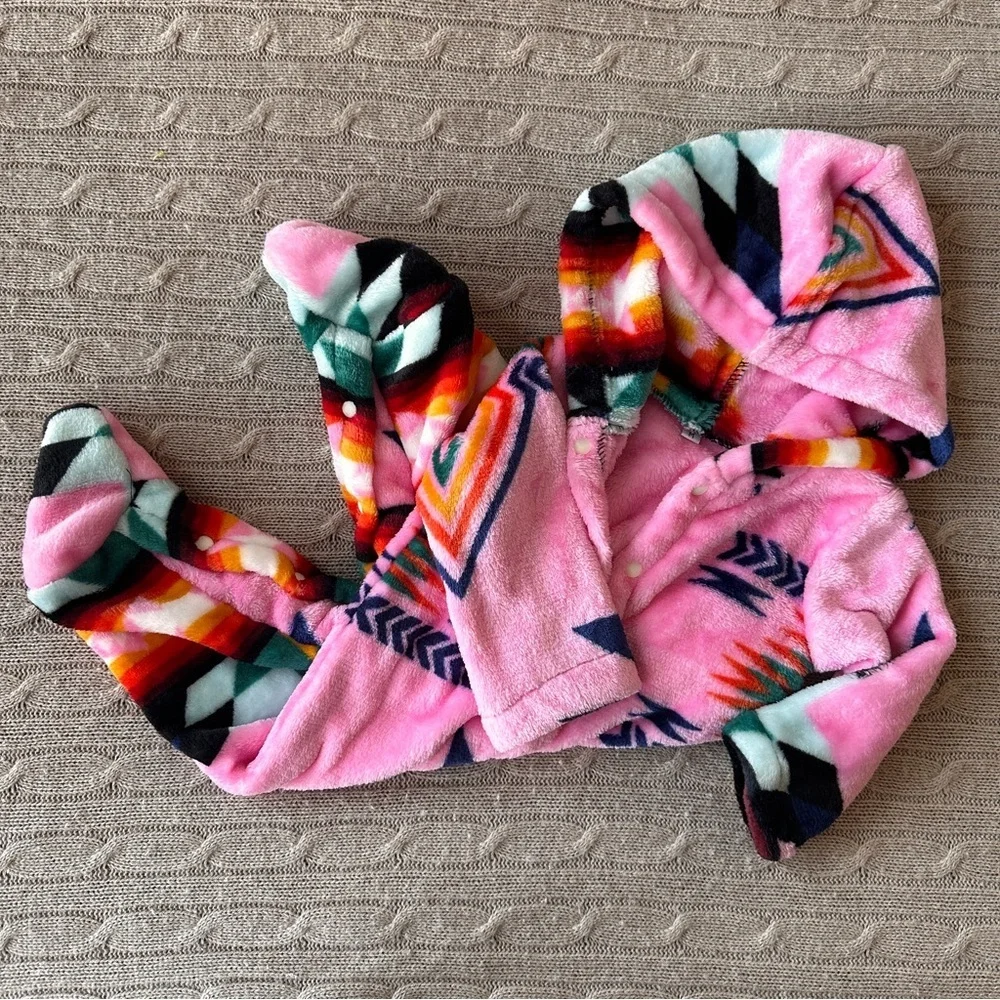 NWOT Baby Girl Hooded Fleece Footie, Southwestern Pink, 12 Months